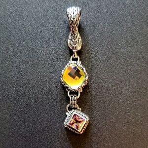 925 Sterling Silver‎ Pendant with Topaz & Quartz